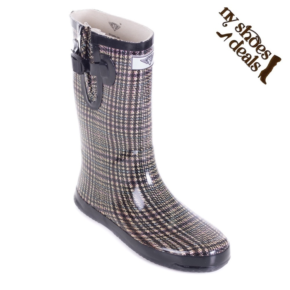 Women Rubber Rain Boots, Short Dreamy Weave Booties Garden Rainboots,, NEW